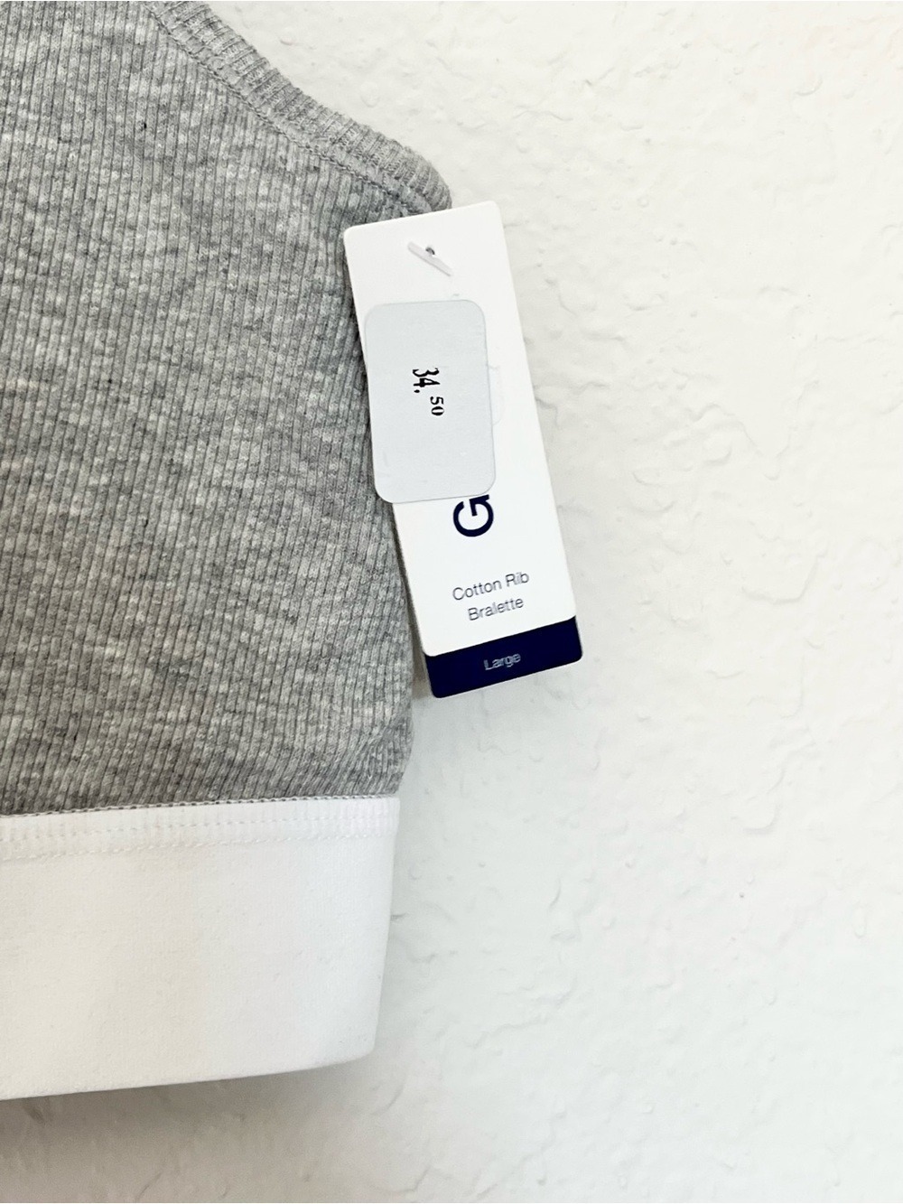 GapBody Cotton Rib Bralette Gray White Logo Band NEW Size Large Clean Girl - Picture 4 of 6
